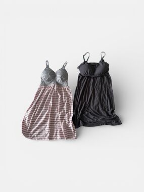 Motherhood Maternity Grey Chemise & Pink Striped Nursing Slip